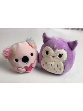 Set of 2 Squishmallows 5" Plush - Katya Pink Koala Heart & Hoot Purple Owl Mini